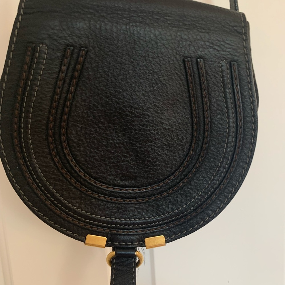 Chloe Black Crossbody Bag with Gold Accents